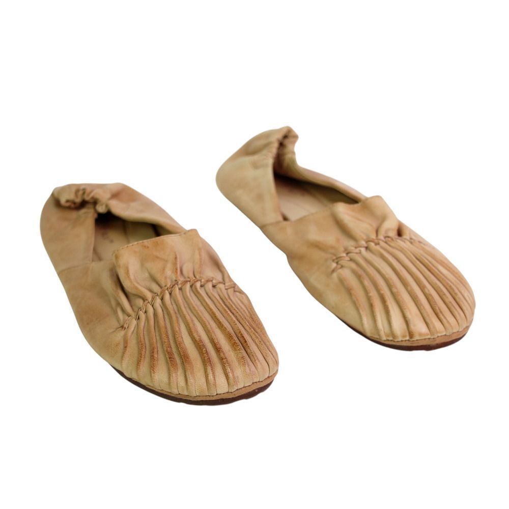 Chocolat Blu TAN BROWN REAL LEATHER FLAT ROUND TOE BALLET SLIP ON SHOES Sz 9.5